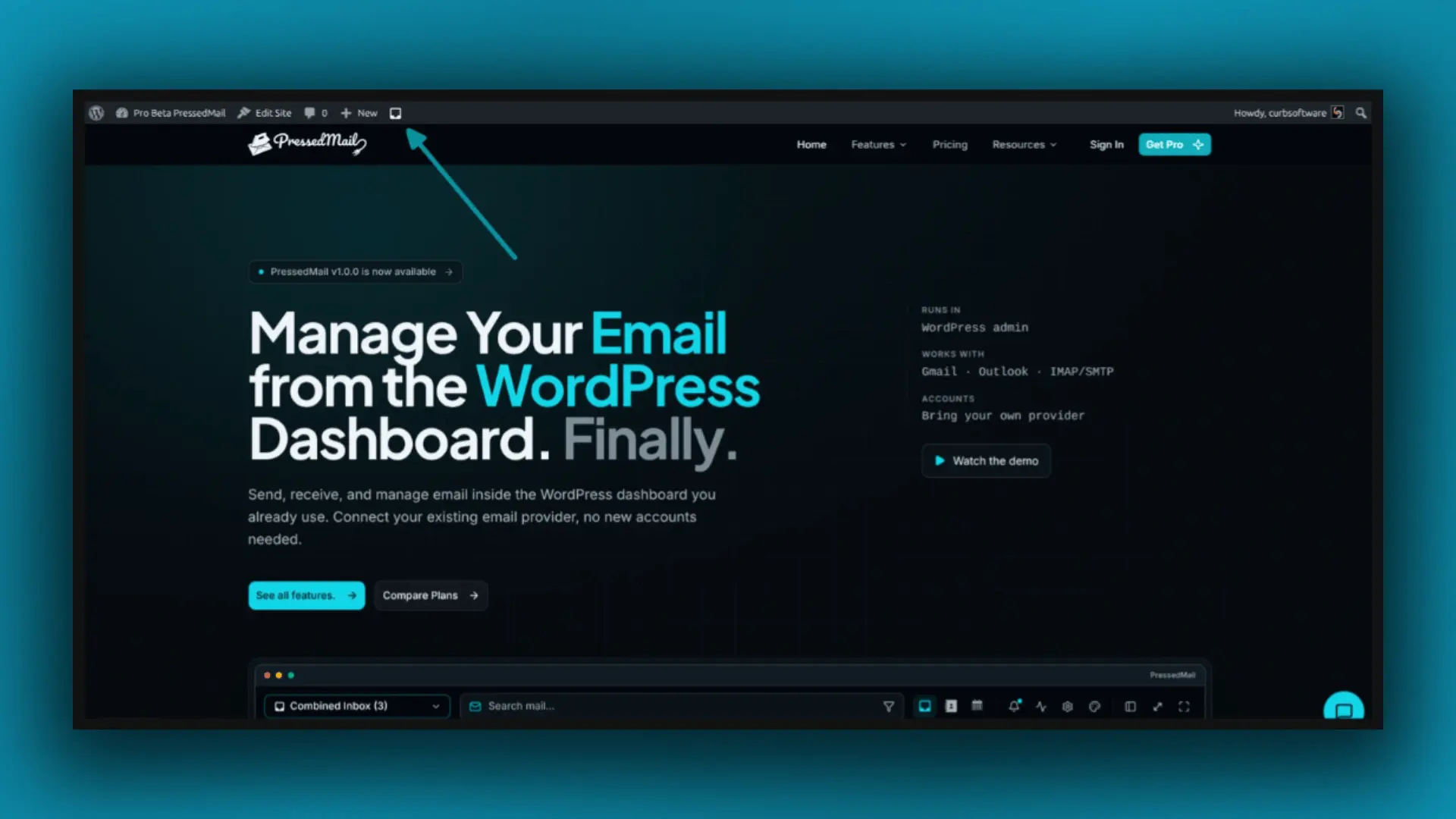 PressedMail wordpress admin