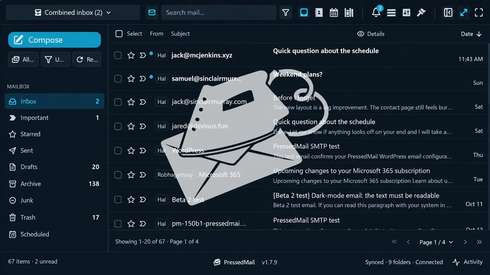 The WordPress dashboard becoming the PressedMail workspace